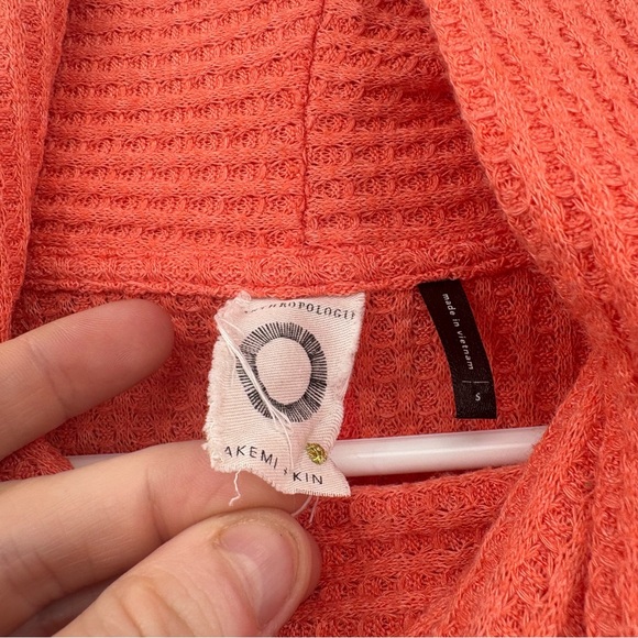 Anthropologie akemi kin waffle knit cowl neck coral sweater small - Picture 3 of 3